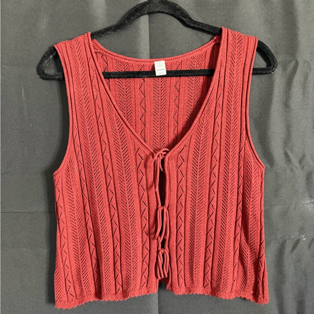 Old Navy Red Knit Tie-Front Tank Top